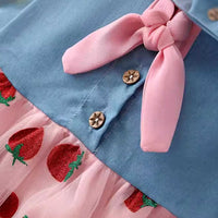Girls Strawberry Printed Fit & Flare Dress Casual Dresses   