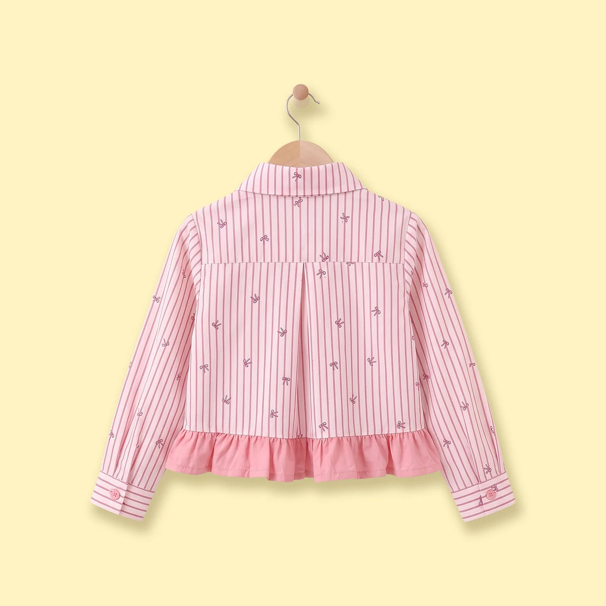 Girls Light Pink Striped Long Sleeve Shirt Shirts