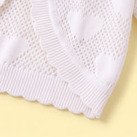 Girls White Heart Pattern Cardigan Sweaters & Cardigans