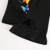 Girls White Short Sleeve Butterfly Print T-Shirt With Pants Sets 2 pc. Sets