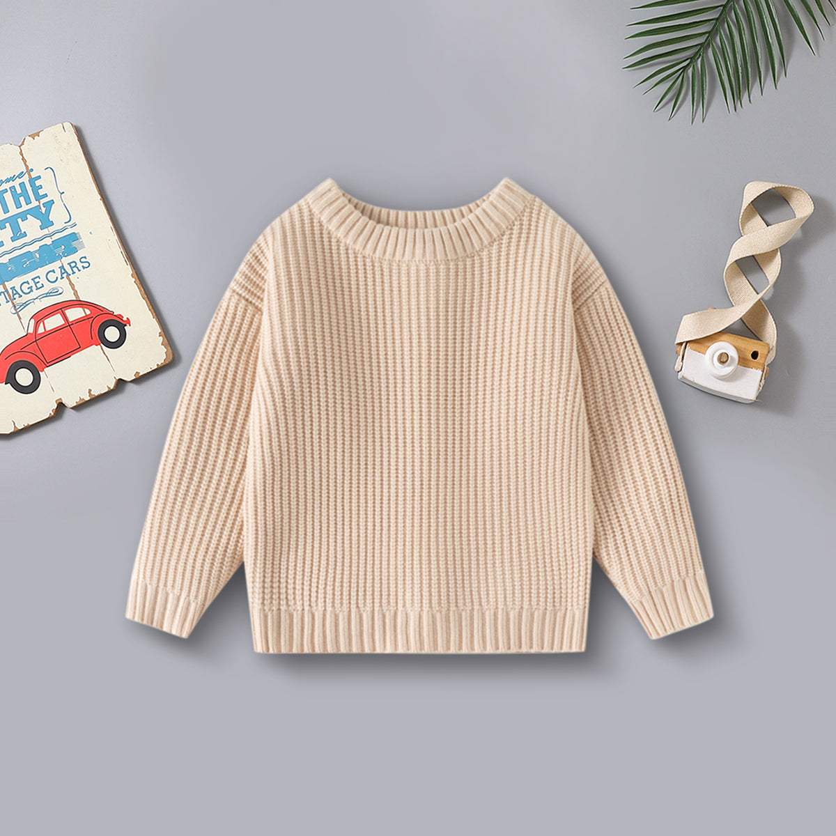Girls Apricot Sweater With Self Design Stripe Patterns Sweaters & Cardigans Apricot 2-3 Y