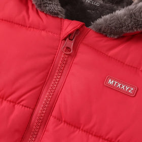 Boys Red Bear Ear On Hood Zip-up Puffer Jacket Coats & Jackets