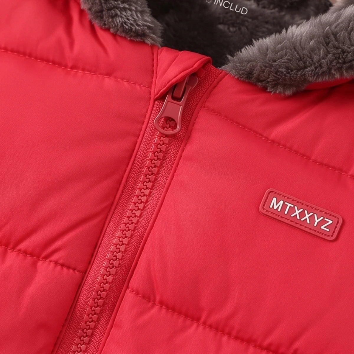 Boys Red Bear Ear On Hood Zip-up Puffer Jacket Coats & Jackets