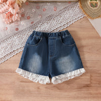 Girls White Sleeveless Top With Denim Shorts Set Sets