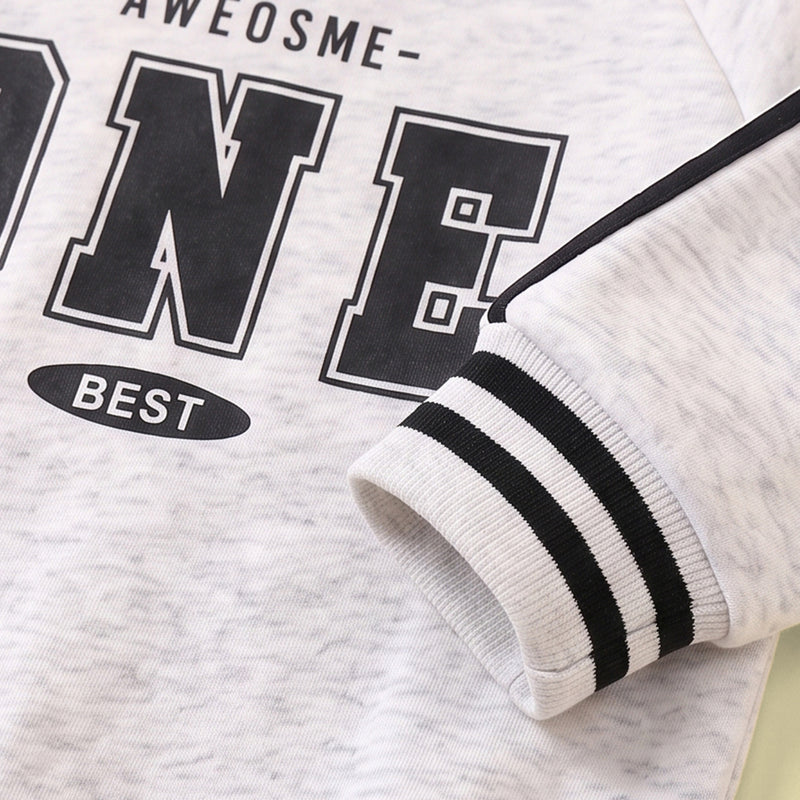 Boys Light Grey Side Stripes Sweatshirt & Jogger Sets Sets