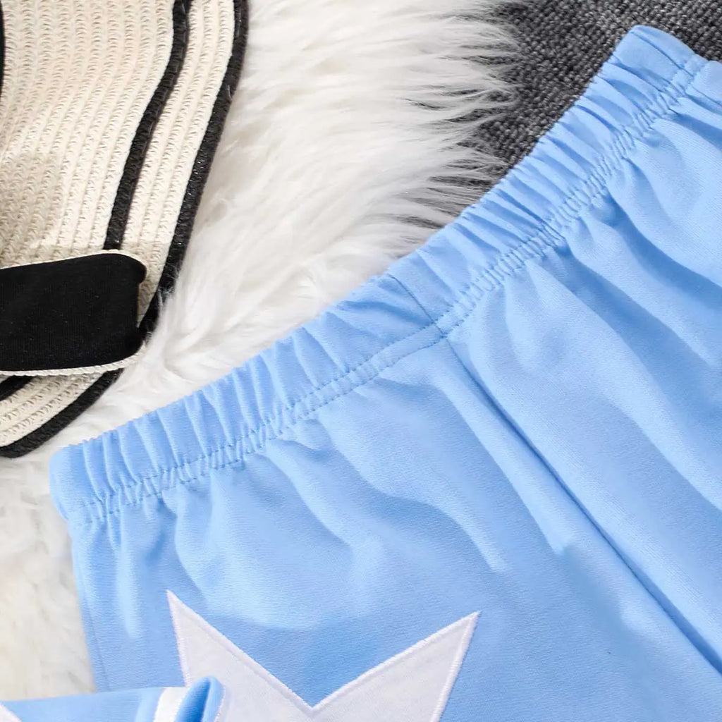 Girls Blue Star Embroidered Hooded Zipper Sweatshirt With Jogger Sets Sets