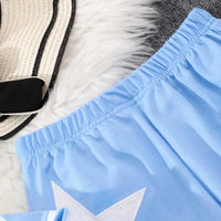 Girls Blue Star Embroidered Hooded Zipper Sweatshirt With Jogger Sets Sets