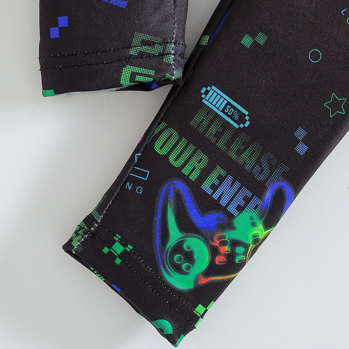 Boys Black Gaming Printed Glow in the Dark T-Shirt with Pajama Set 2 pc. Sets