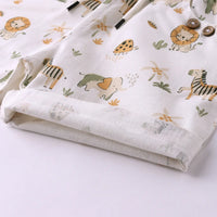 Boys White Animal Printed Shirt With Printed T-Shirt and Shorts Sets Sets