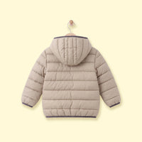 Boys Beige Hooded Zip-up Puffer Jacket Coats & Jackets
