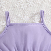 Girls Purple Solid Blazer Shrug With Butterfly Applique Tulle Overlay Fit And Flared Dress Casual Dresses