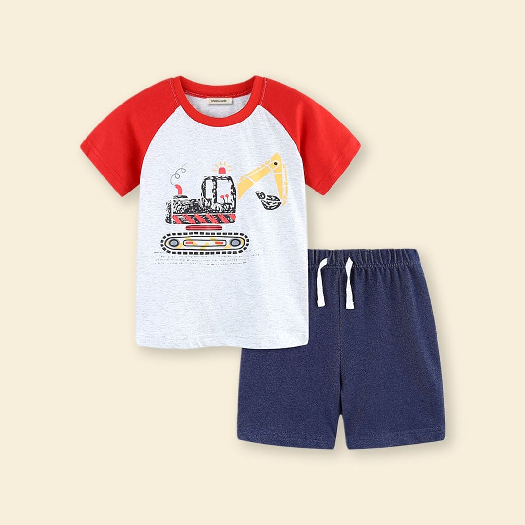 Boys Raglan Sleeve Graphic T-Shirt With Shorts 2 pc. Sets   