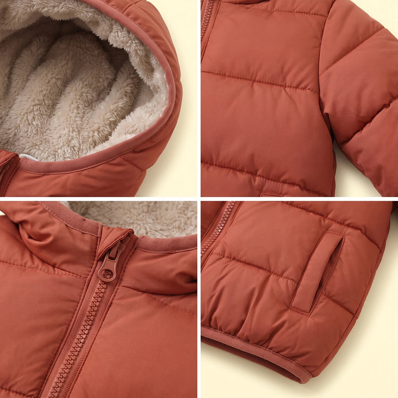 Boys Rust Hooded Zip-up Puffer Jacket Coats & Jackets
