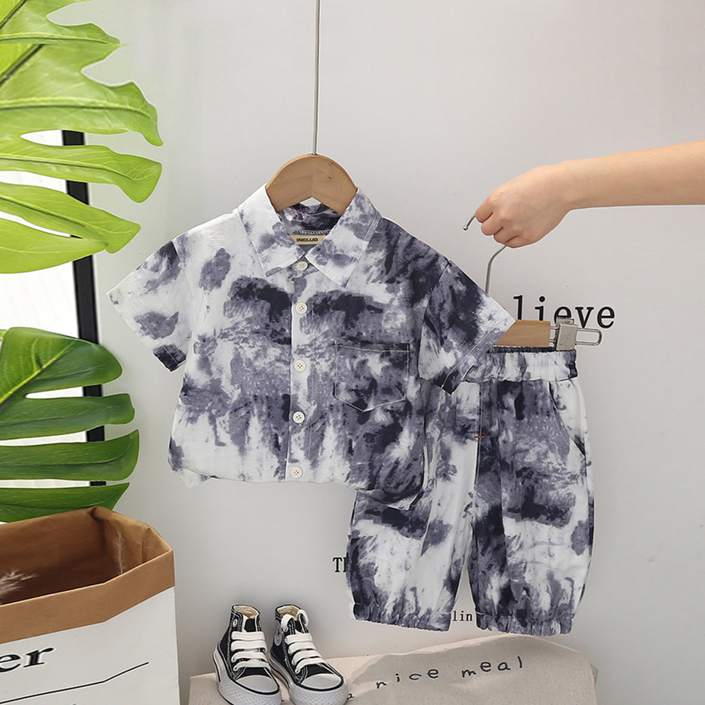 Boys Short Sleeve Tie And Dye Shirt With Shorts