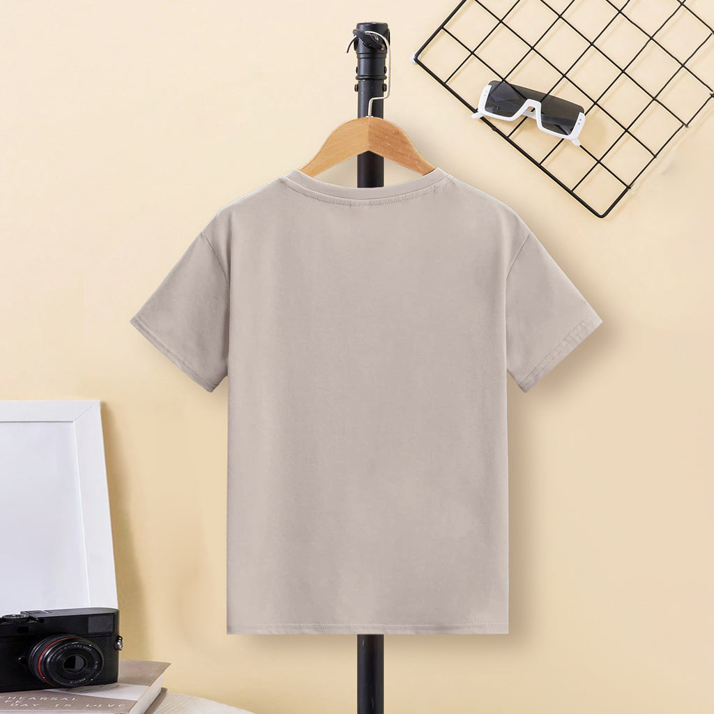 Boys Grey Solid Short Sleeves T-Shirt Tshirts