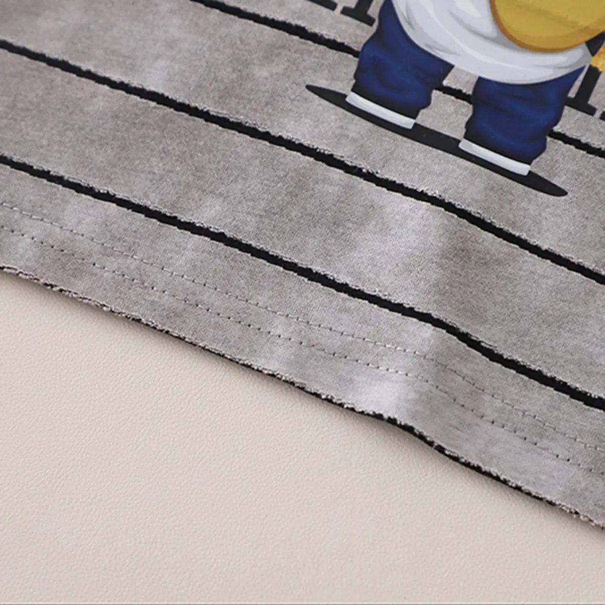 Boys Grey Striped Bear Graphic T-Shirt With Denim Shorts Sets 2 pc. Sets