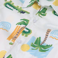 Boys White Tropical Print Shirt With Graphic T-Shirt And Elasticated Shorts Sets 3 pc. Sets
