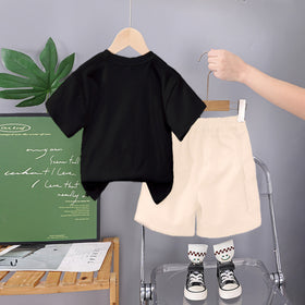Boys Dinosaur Printed Black T-Shirt With Shorts Set 2 pc. Sets