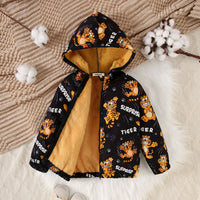 Boys Black Animal Print Hooded Jackets Coats & Jackets Black 3-4 Y