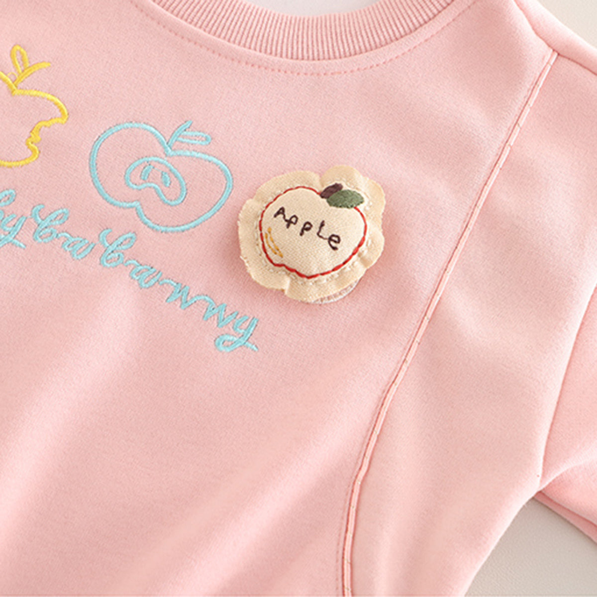 Girls Pink Embroidered Sweatshirt With Pants Set 2 pc. Sets