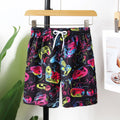 Boys Black Printed Shorts With Elasticated Waistband Shorts Black 7-8 Y
