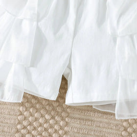 Girls White Ruffle Halter Top With Shorts Co-ord Sets Sets