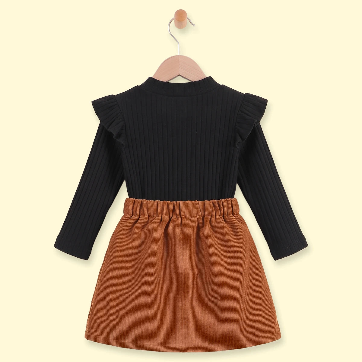 Girls Black Ribbed Top With Skirt Sets 2 pc. Sets