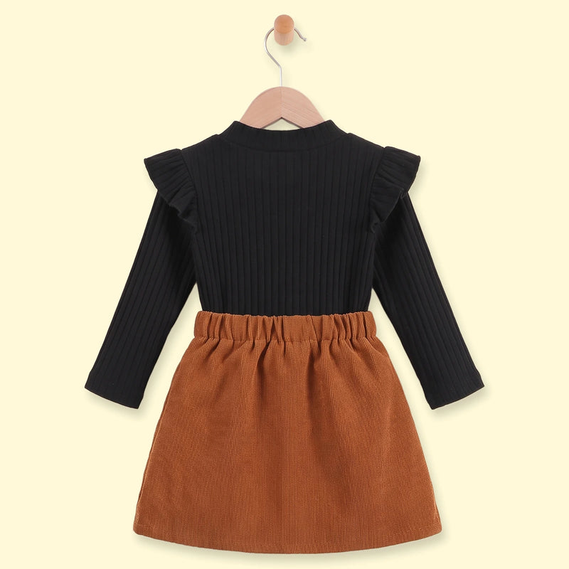 Girls Black Ribbed Top With Skirt Sets 2 pc. Sets