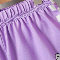 Girls Lavender Cartoon Characters Printed Short Sleeve T-Shirt With Shorts Sets 2 pc. Sets