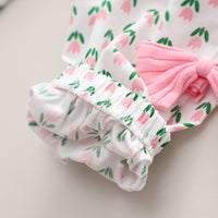 Girls Pink Self Striped Knitted Top With Printed Pant Set 2 pc. Sets