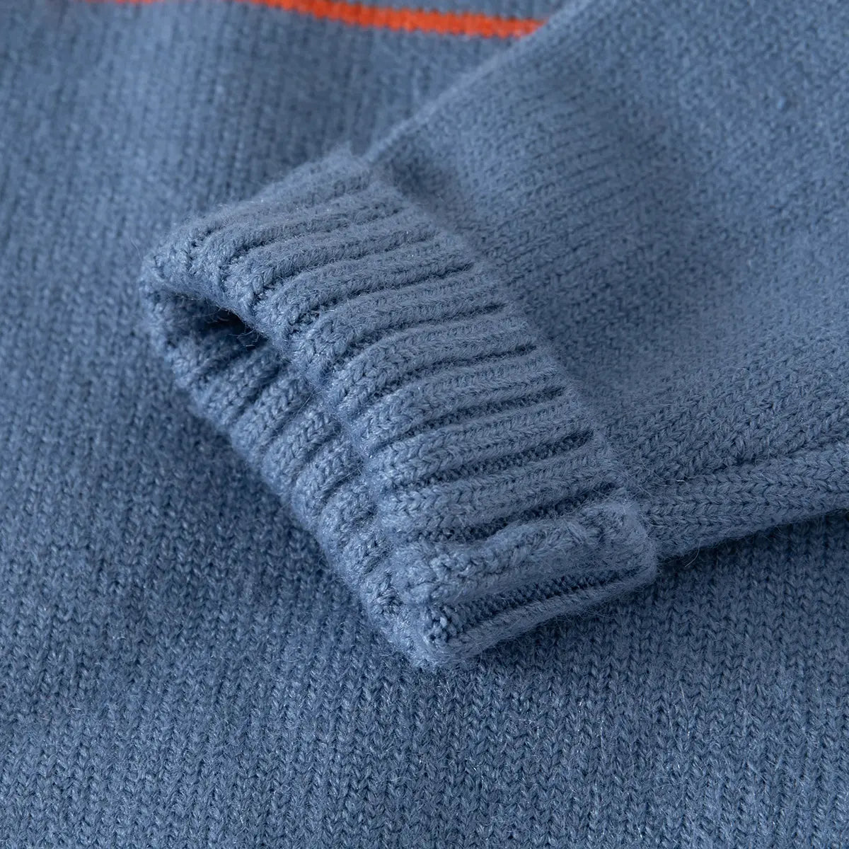 Boys Blue Polo Sweater With Self-Design Jacquard Pattern Sweaters & Cardigans