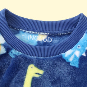 Boys Dark Blue Dinosaur Print Fleece Sweatshirt With Pants Sets 2 pc. Sets