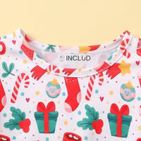 Girls Red Christmas Theme Printed Fit & Flare Dress Casual Dresses