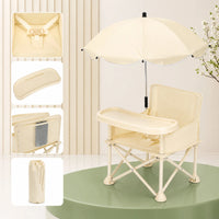 Kids Beige Foldable Baby Dining Chair With Tray & Umbrella Trending Accessories