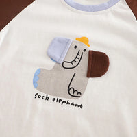 Boys Brown Elephant Printed Short Sleeve T-Shirt With Striped Shorts Sets 2 pc. Sets