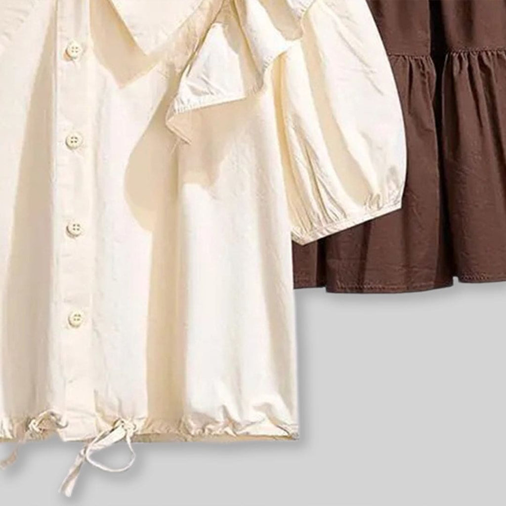 Girls Ruffle Shirt With Flared Skirt Set Sets   