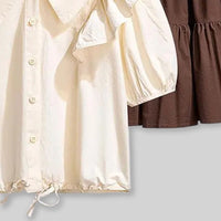 Girls Ruffle Shirt With Flared Skirt Set Sets   