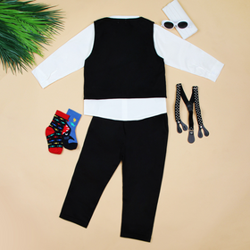 Boys White Shirt & Suspender Pants Sets Partywear Gift Hamper Sets