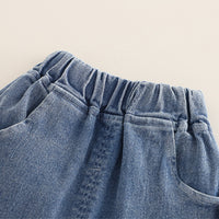 Girls Blue Solid Denim Tunic With T-Shirt & Denim Pants Set 2 pc. Sets