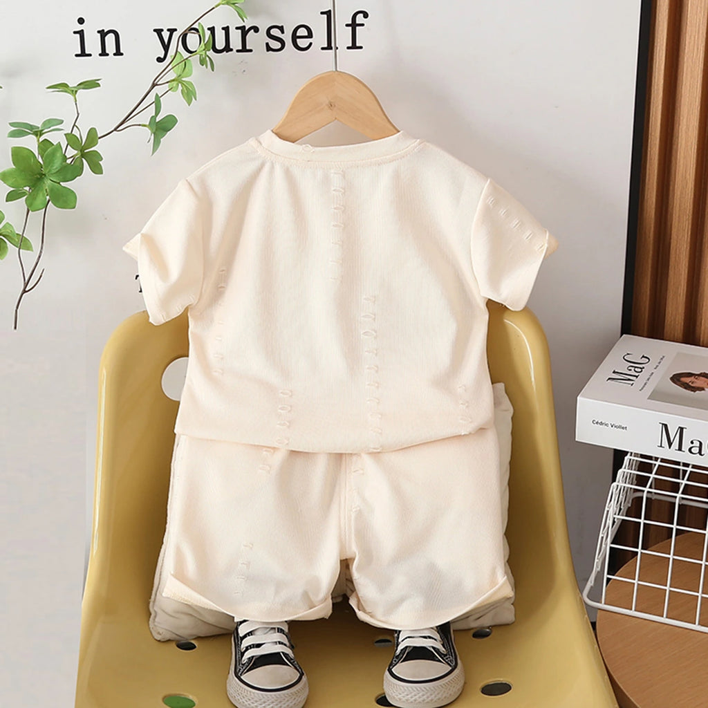 Boys Apricot Distressed Short Sleeves T-Shirt With Shorts Co-ord Sets Sets