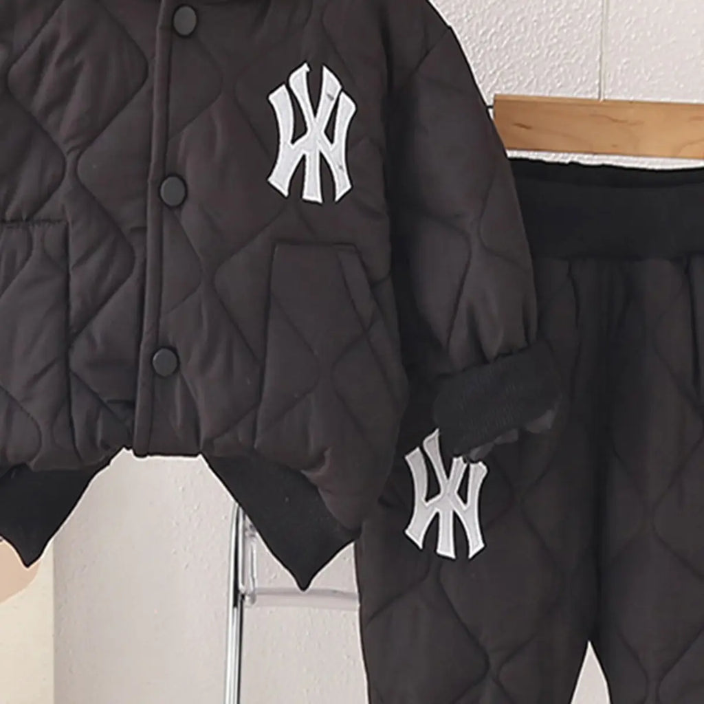Boys Black Self-Design Jacket With Trouser Sets 2 pc. Sets