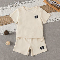 Boys Multicolor Self-Stripes T-Shirt With Shorts Sets - Pack Of 2 Sets