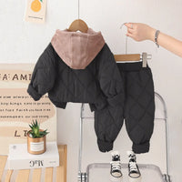 Boys Black Self-Design Jacket With Trouser Sets 2 pc. Sets