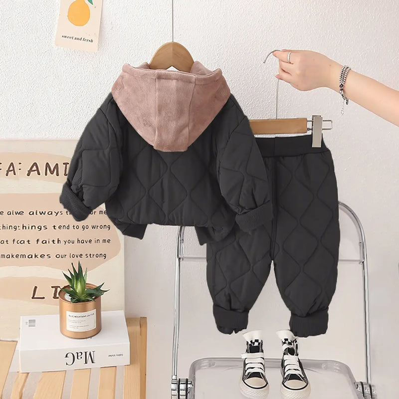 Boys Black Self-Design Jacket With Trouser Sets 2 pc. Sets