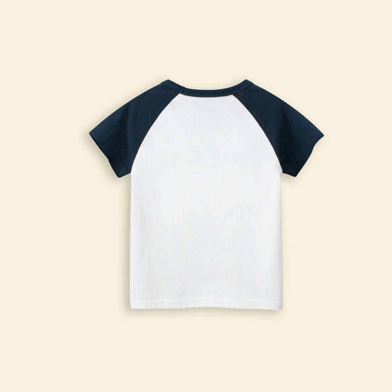 Boys Off White Crane Cartoon Printed Short Sleeves T-Shirt Tshirts