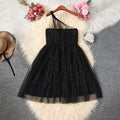 Girls Black Printed One Shoulder Fit And Flared Dress Party Dresses Black 12-13 Y