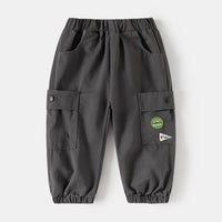 Boys Dark Grey Utility Cargo Pants With Elasticated Waistband Pants