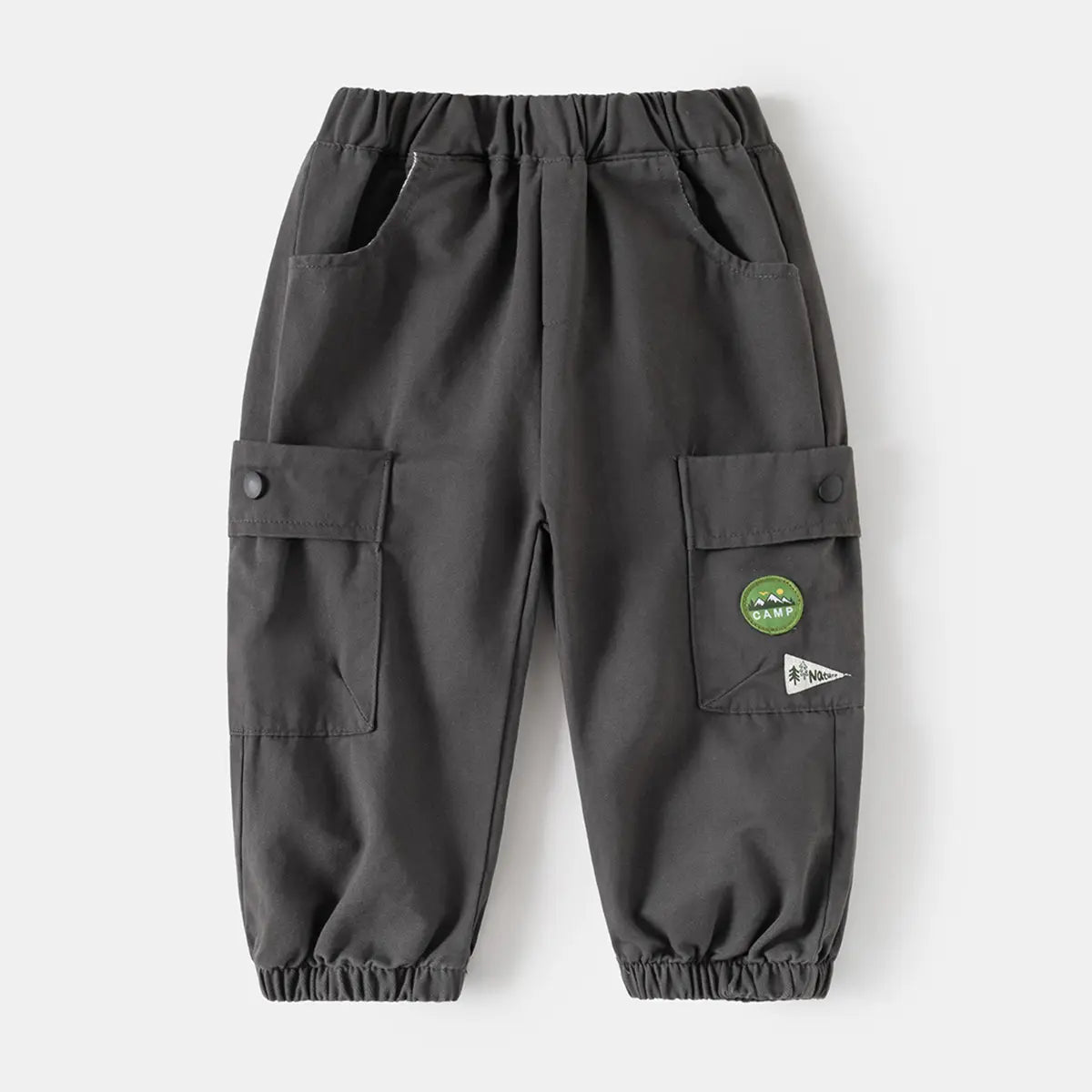 Boys Dark Grey Utility Cargo Pants With Elasticated Waistband Pants