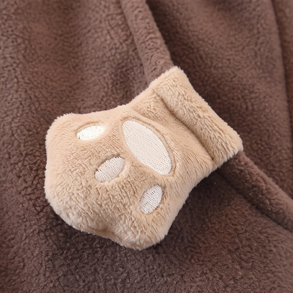 Boys Brown Paw Applique Jogger Joggers