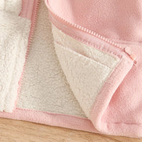 Girls Pink Polar Fleece Hooded Zipper Jacket Coats & Jackets